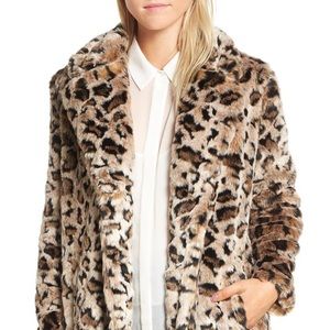 BB Dakota Rooney leopard spot faux fur coat